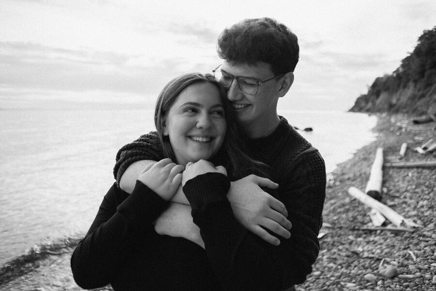 Black and white close embrace