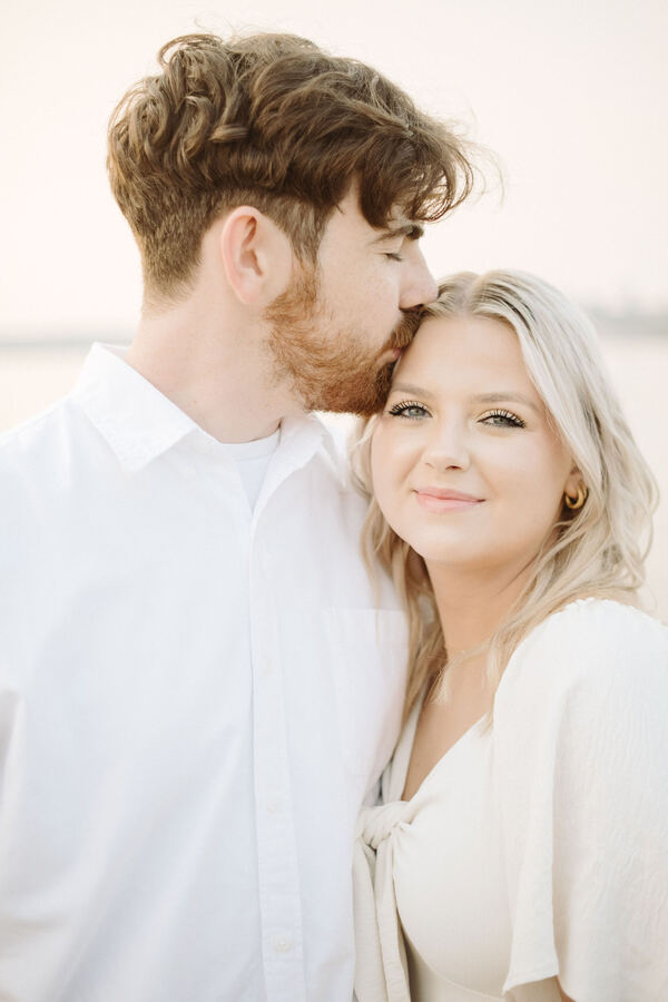 Close moment between the couple, soft light
